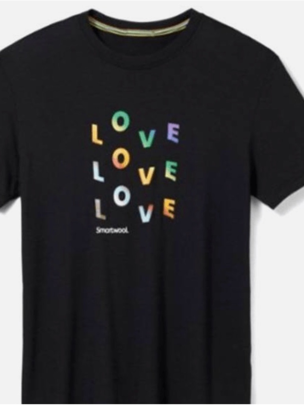 Smartwool Black Tee with Multicolor LOVE Graphic